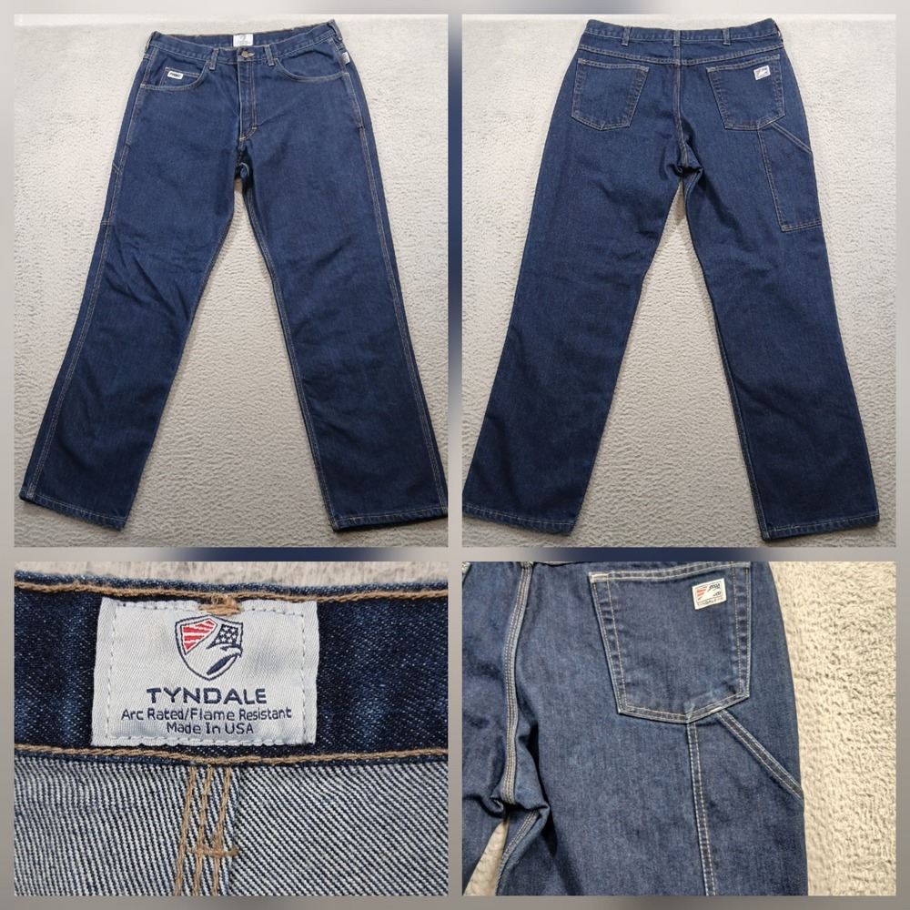Tyndale Arc Rated Flame Resistant FRMC‎ Cargo Jeans Made in USA W35 L33 EUC